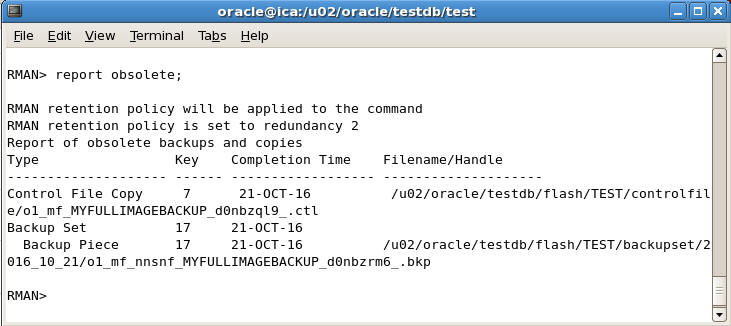 report obsolete in oracle rman
