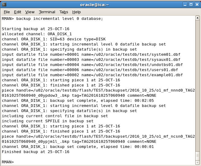 backup incremental complete backup