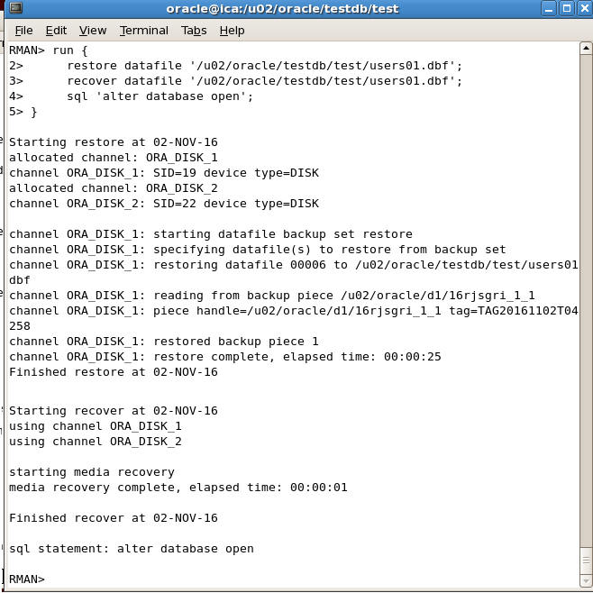 restore datafile rman