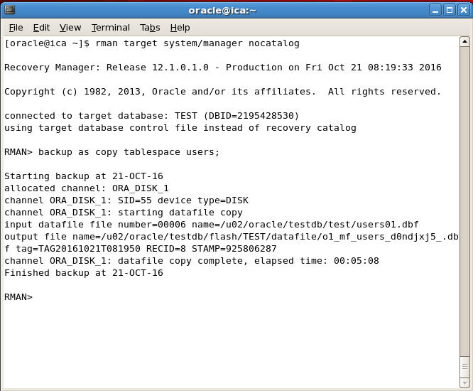 tablespace image backup