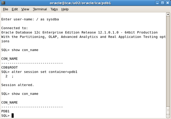 connecting to pluggable database