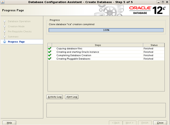 database created successfully
